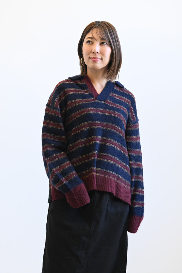 ≪SALE≫【GENTIL】Multi-Stripe Skipper Knit
