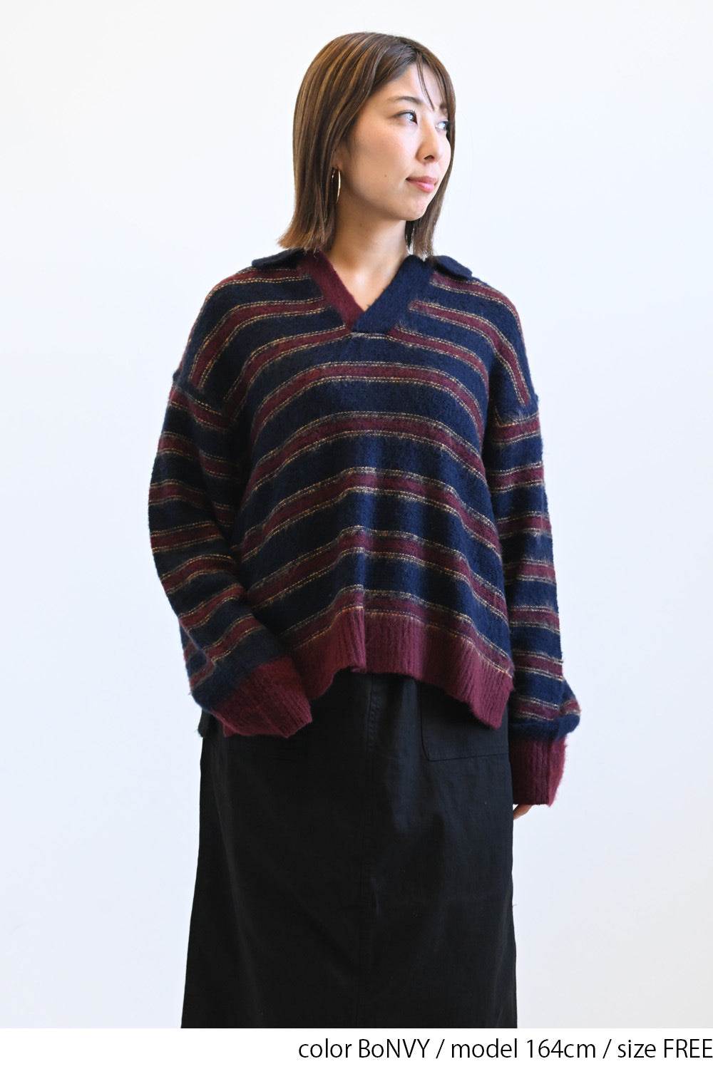 ≪SALE≫【GENTIL】Multi-Stripe Skipper Knit