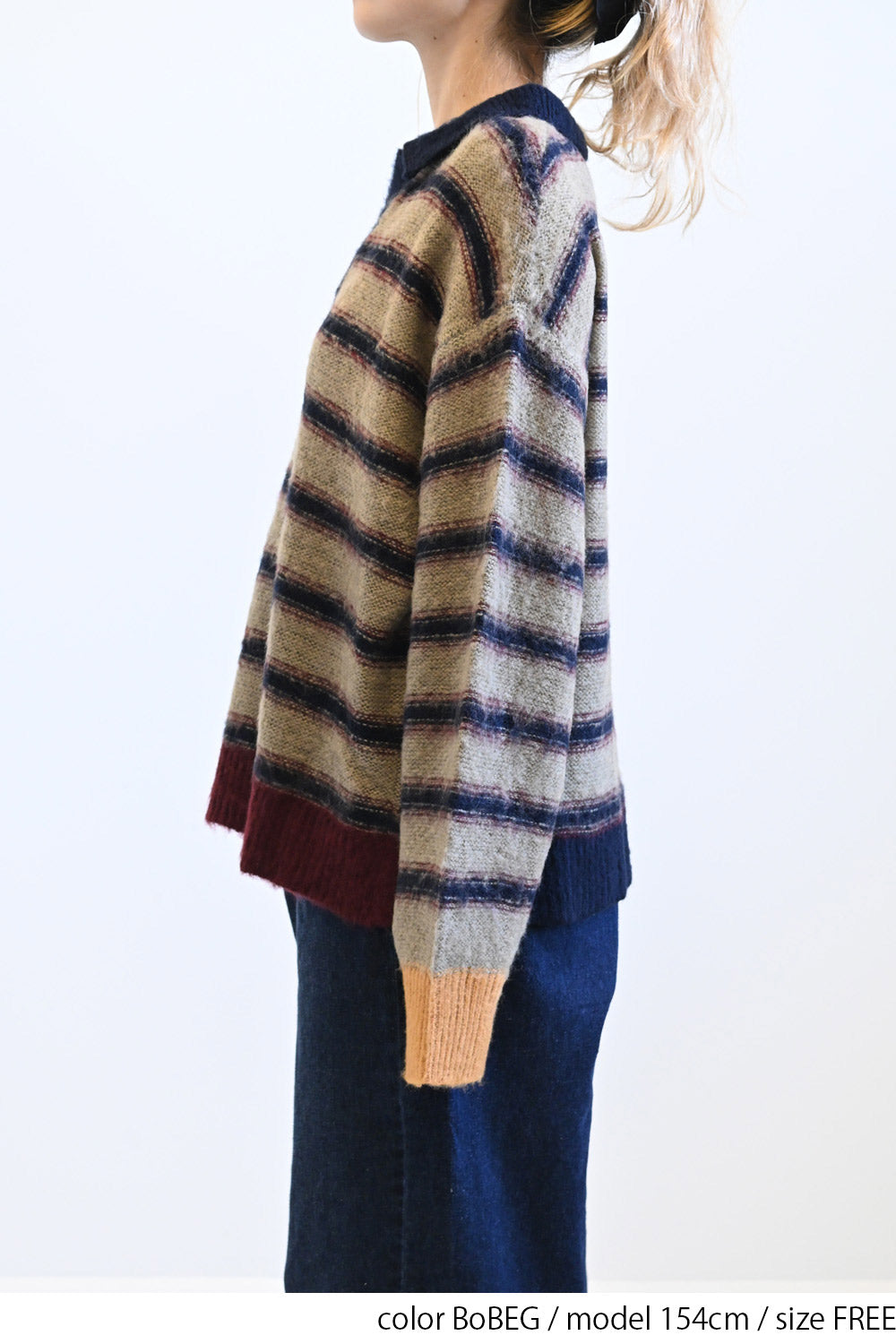 ≪SALE≫【GENTIL】Multi-Stripe Skipper Knit