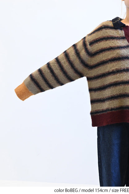 ≪SALE≫【GENTIL】Multi-Stripe Skipper Knit