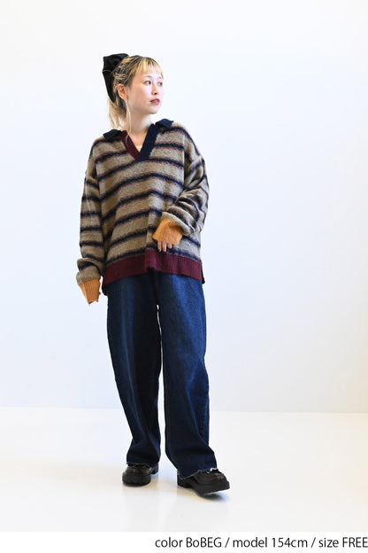 ≪SALE≫【GENTIL】Multi-Stripe Skipper Knit