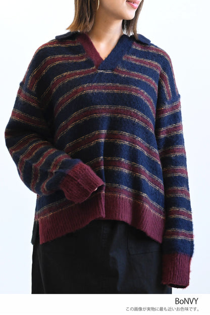 ≪SALE≫【GENTIL】Multi-Stripe Skipper Knit