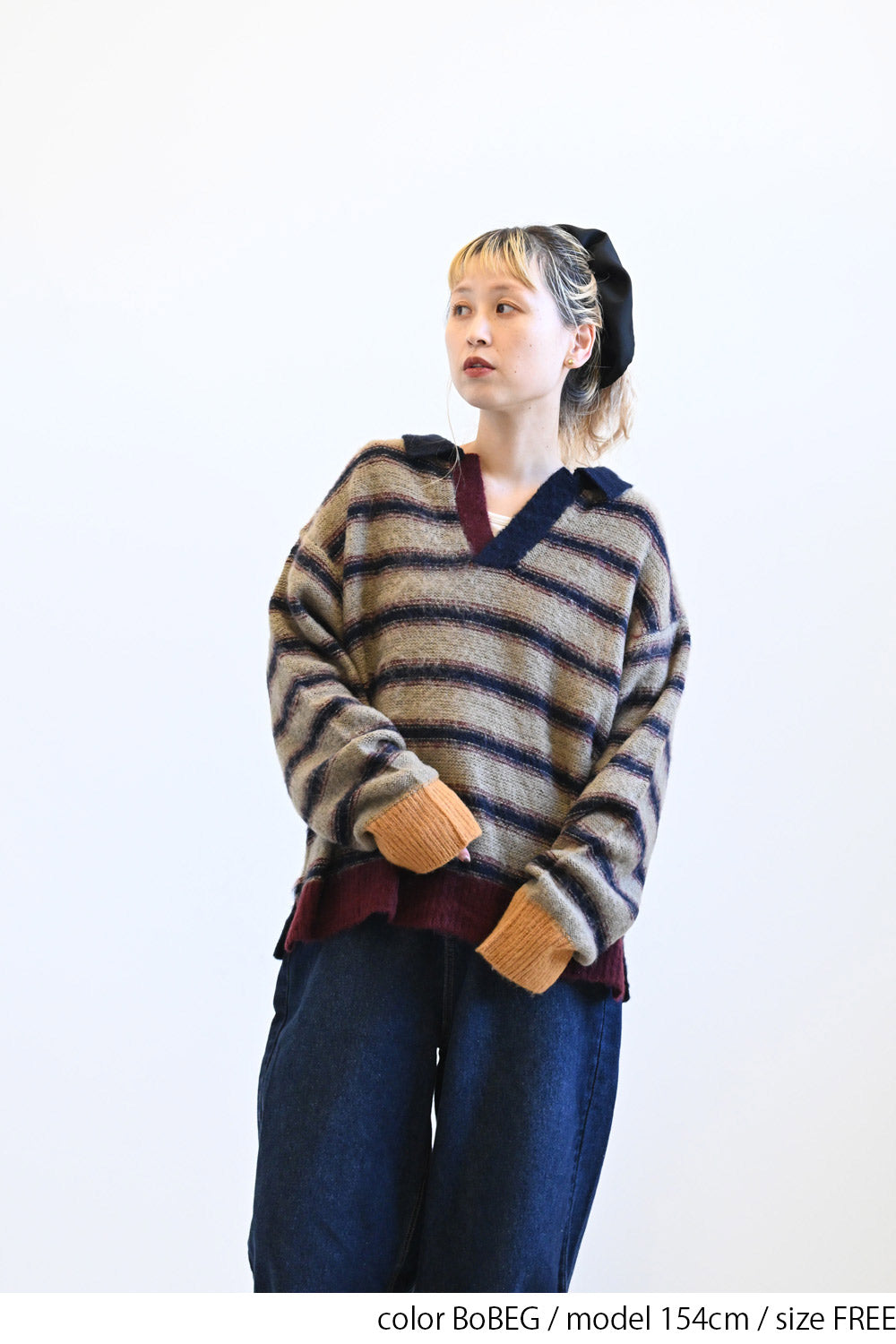 ≪SALE≫【GENTIL】Multi-Stripe Skipper Knit