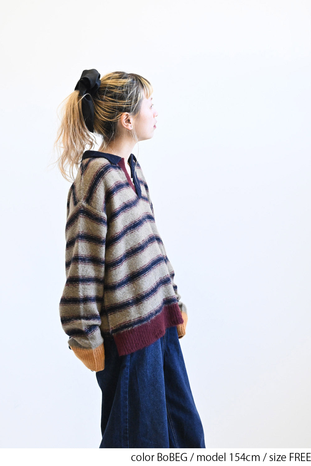 ≪SALE≫【GENTIL】Multi-Stripe Skipper Knit