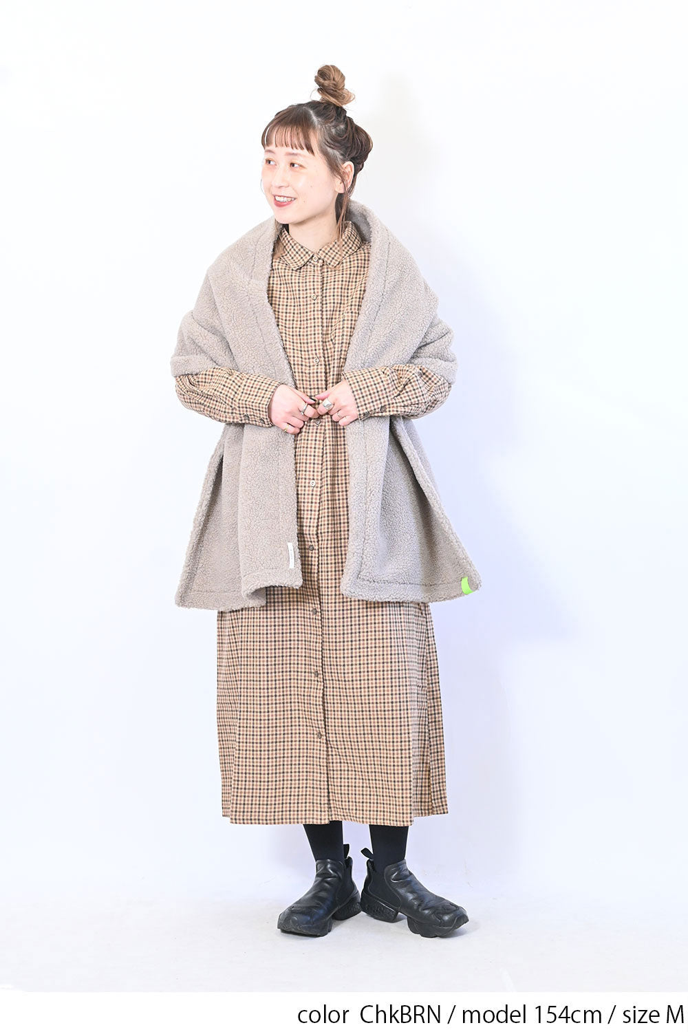 【no jean】両面起毛綾織チェックシャツワンピース
