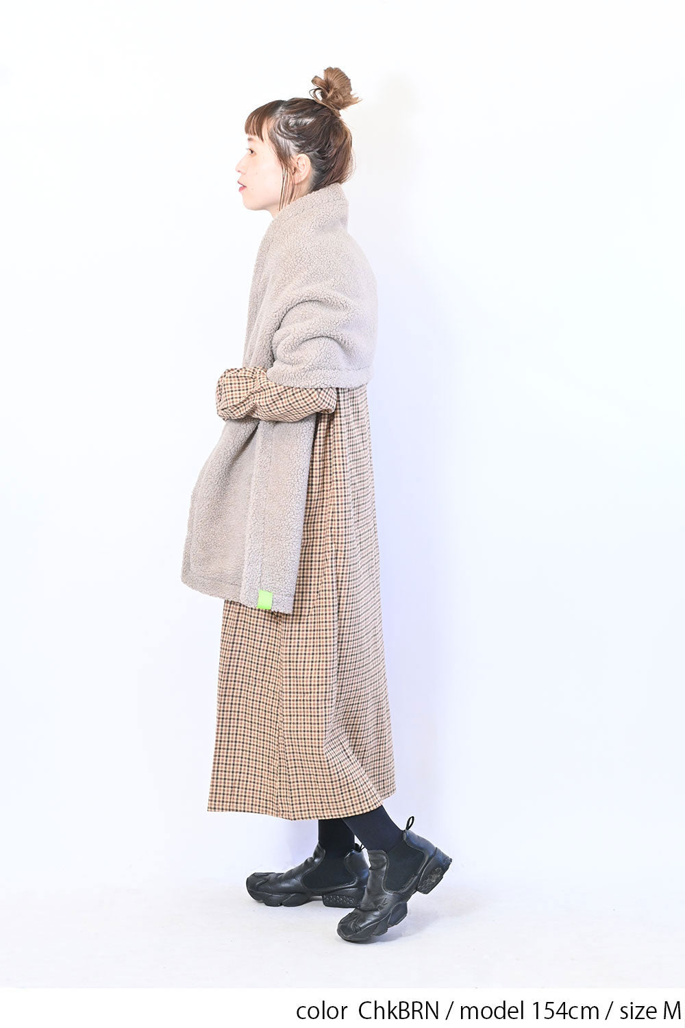 【no jean】両面起毛綾織チェックシャツワンピース