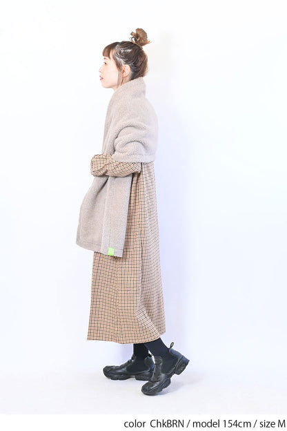 【no jean】両面起毛綾織チェックシャツワンピース