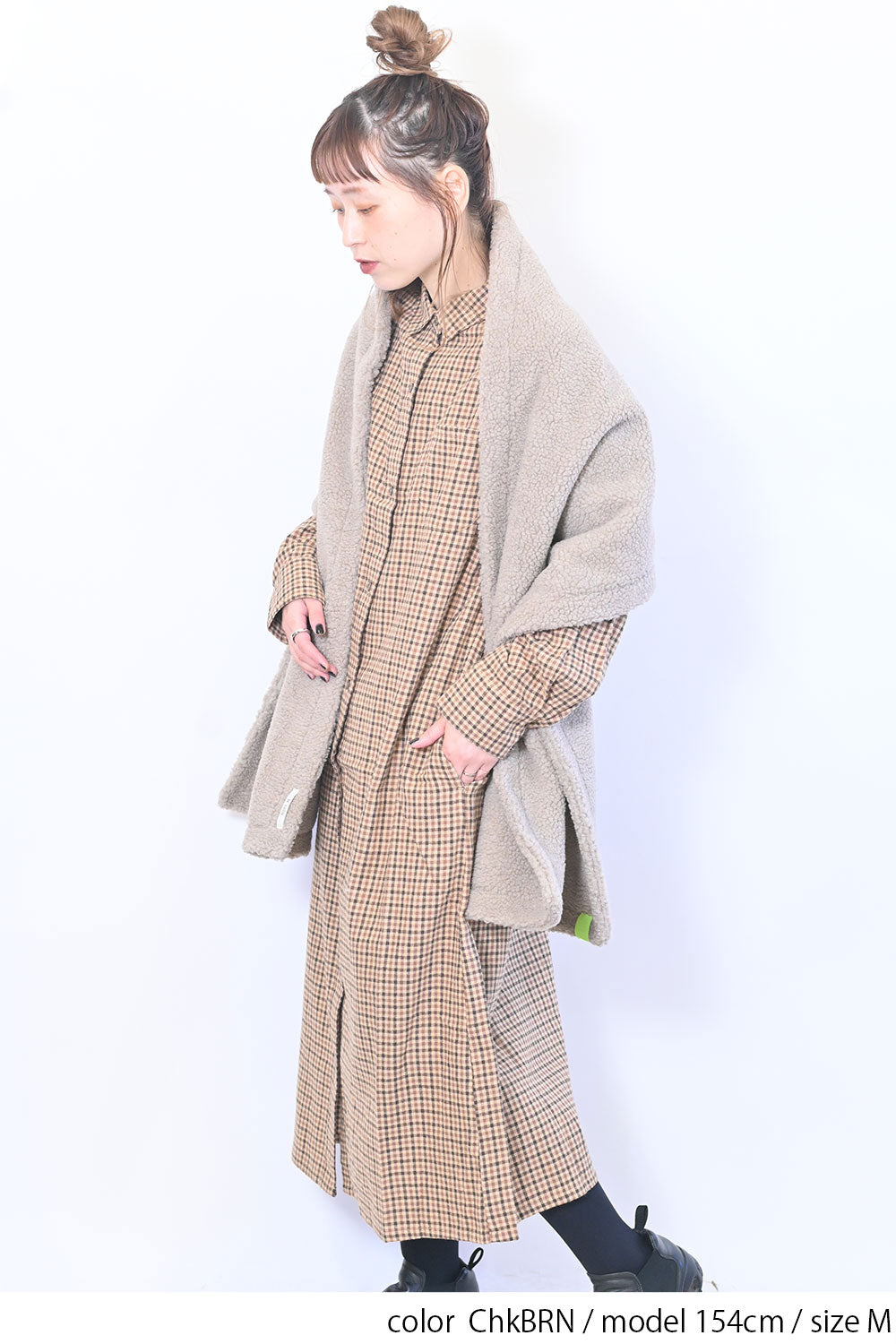 【no jean】両面起毛綾織チェックシャツワンピース