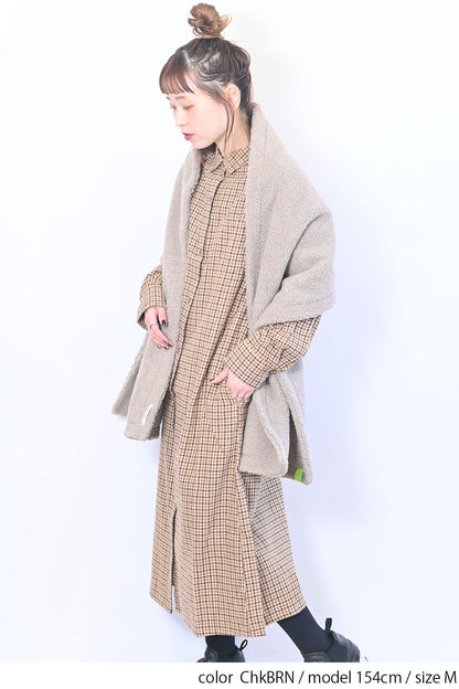 【no jean】両面起毛綾織チェックシャツワンピース