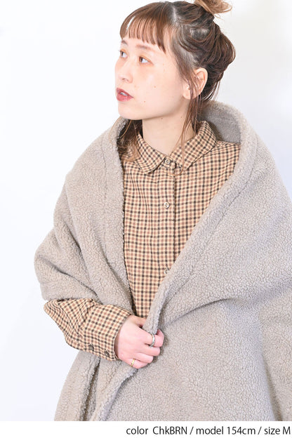 【no jean】両面起毛綾織チェックシャツワンピース