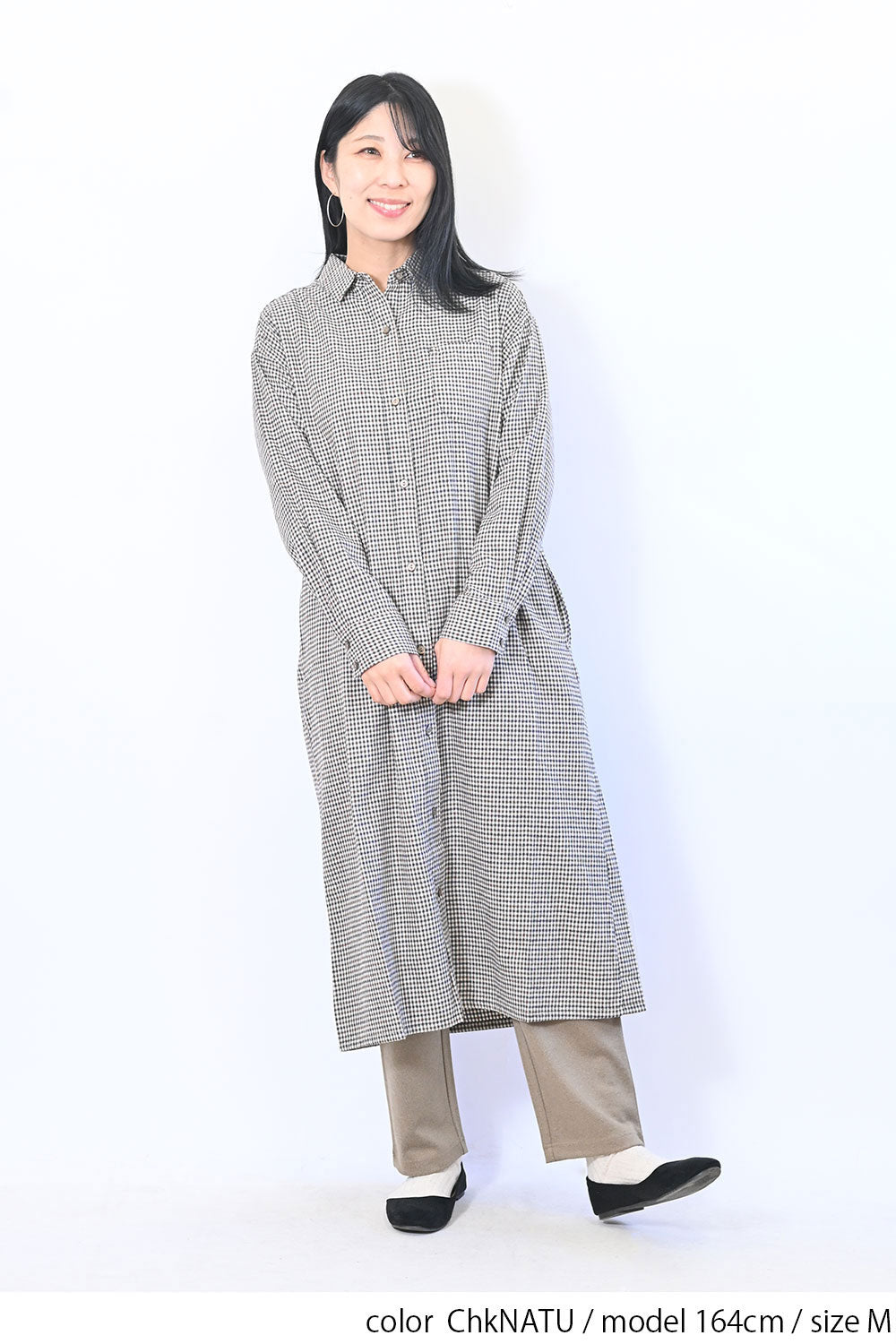 【no jean】両面起毛綾織チェックシャツワンピース