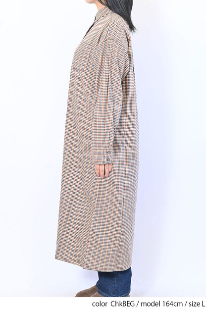 【no jean】両面起毛綾織チェックシャツワンピース