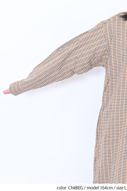 【no jean】両面起毛綾織チェックシャツワンピース