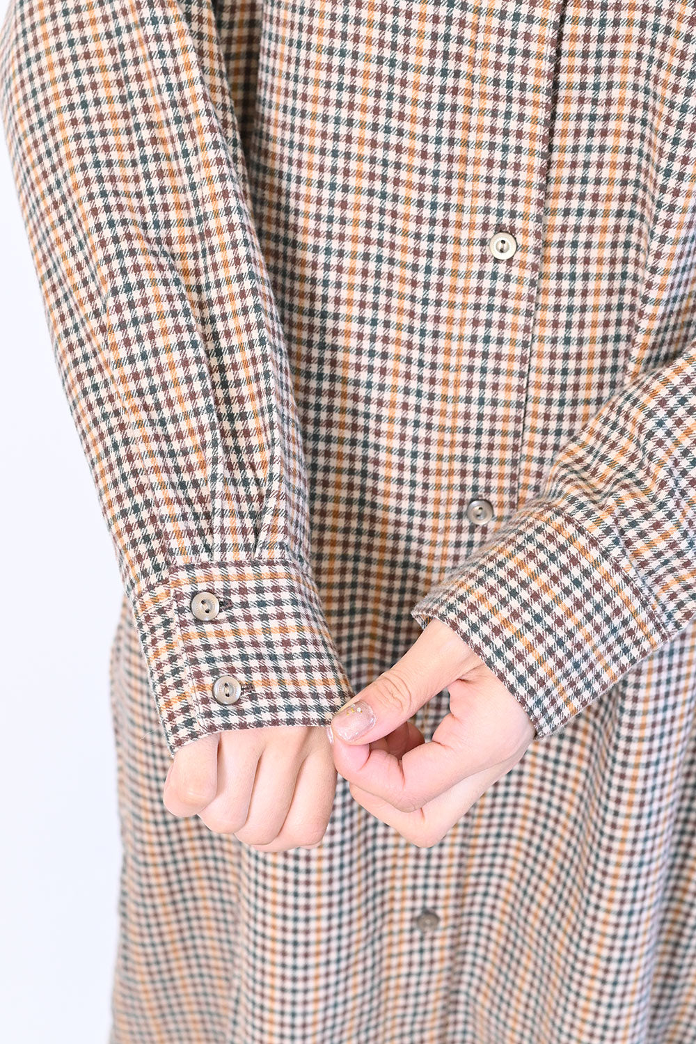 【no jean】両面起毛綾織チェックシャツワンピース