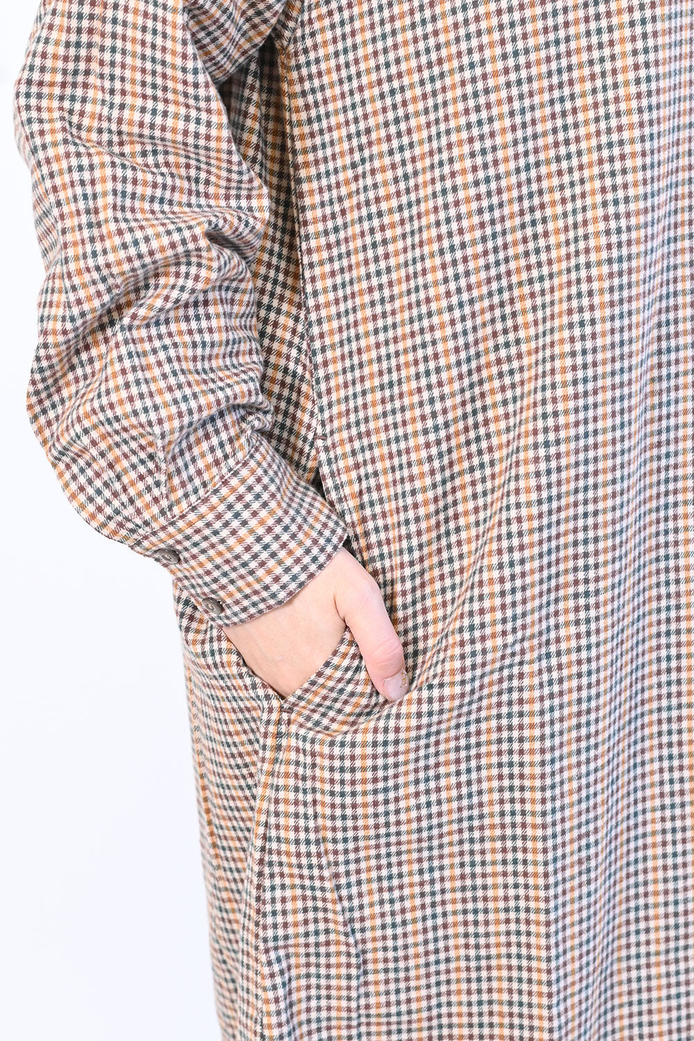 【no jean】両面起毛綾織チェックシャツワンピース