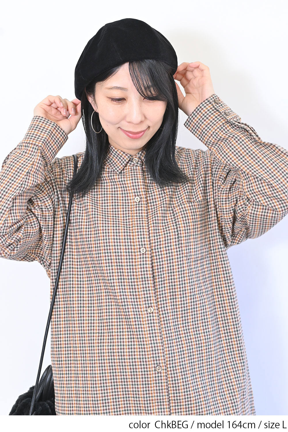 【no jean】両面起毛綾織チェックシャツワンピース