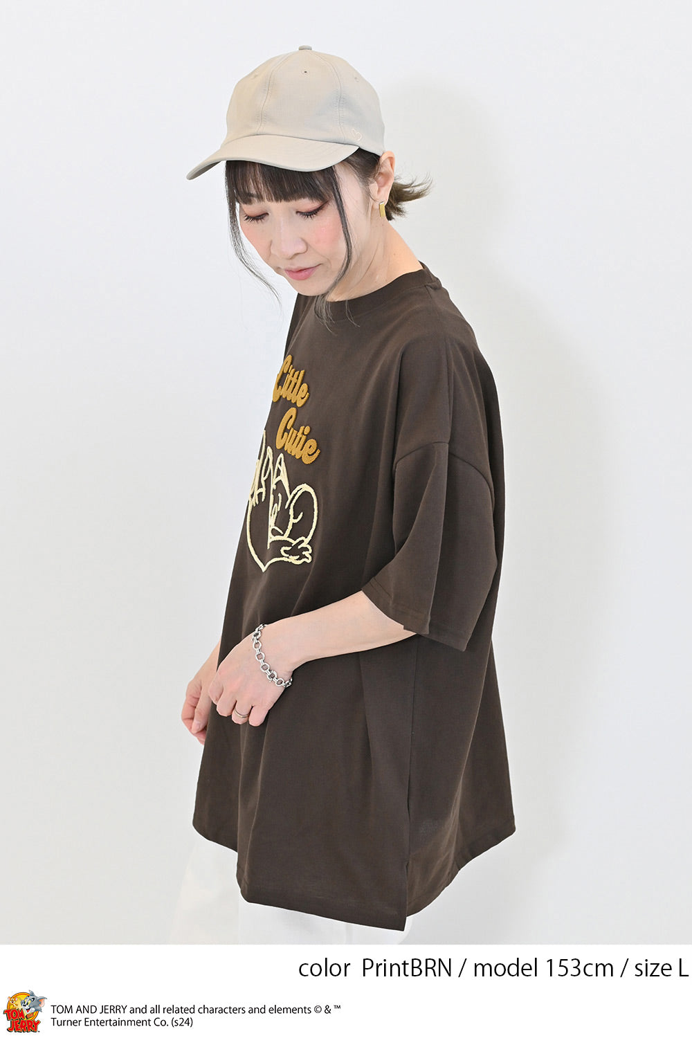 トムとジェリーハブラシ刺繍半袖TEE