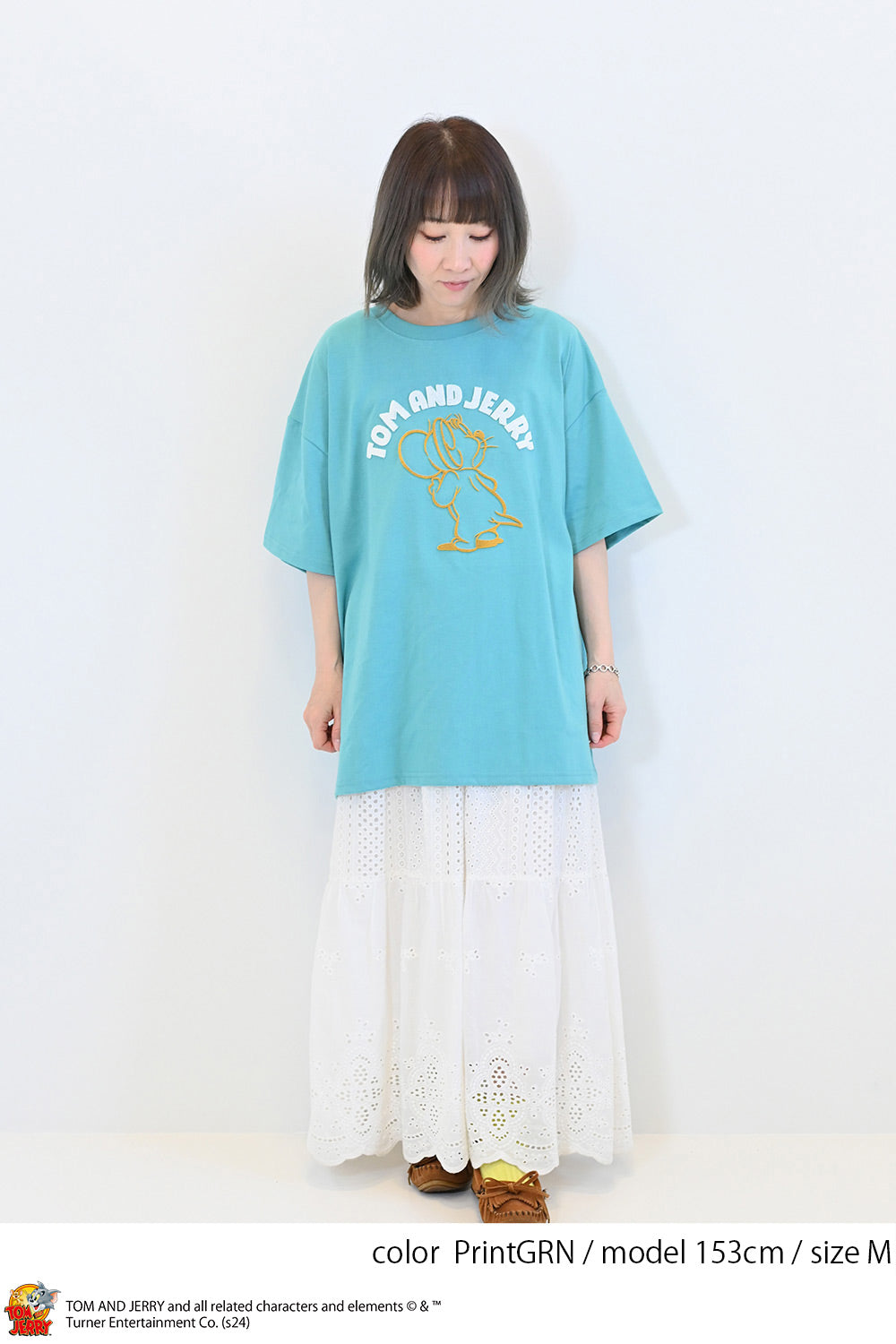 トムとジェリーハブラシ刺繍半袖TEE