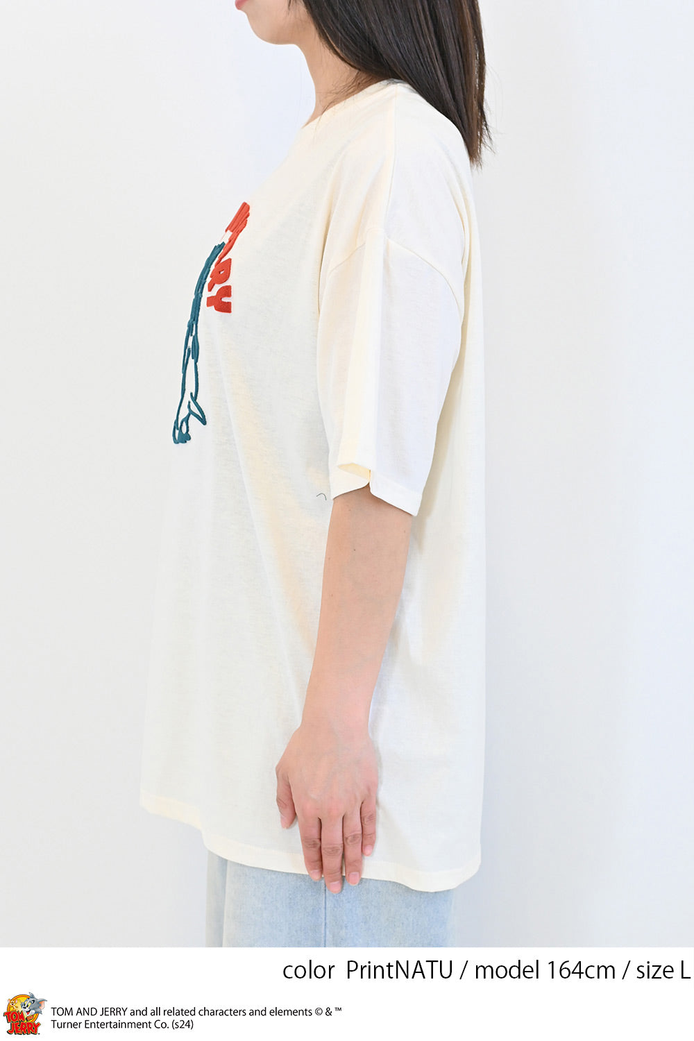 トムとジェリーハブラシ刺繍半袖TEE