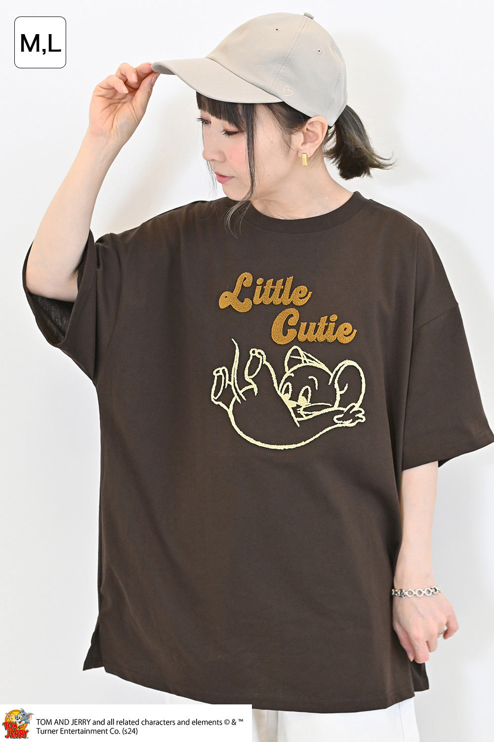 トムとジェリーハブラシ刺繍半袖TEE