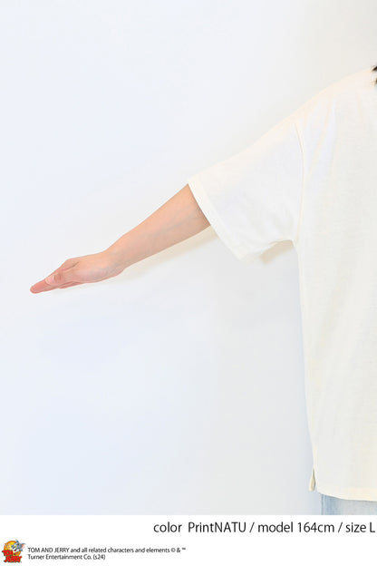 トムとジェリーハブラシ刺繍半袖TEE