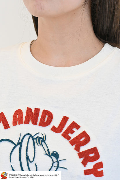トムとジェリーハブラシ刺繍半袖TEE