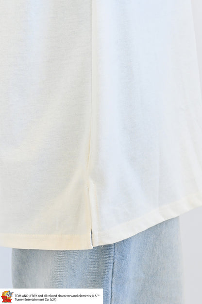 トムとジェリーハブラシ刺繍半袖TEE