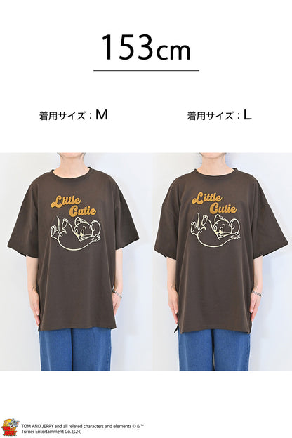 トムとジェリーハブラシ刺繍半袖TEE