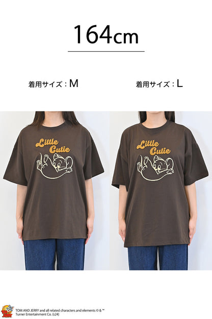 トムとジェリーハブラシ刺繍半袖TEE