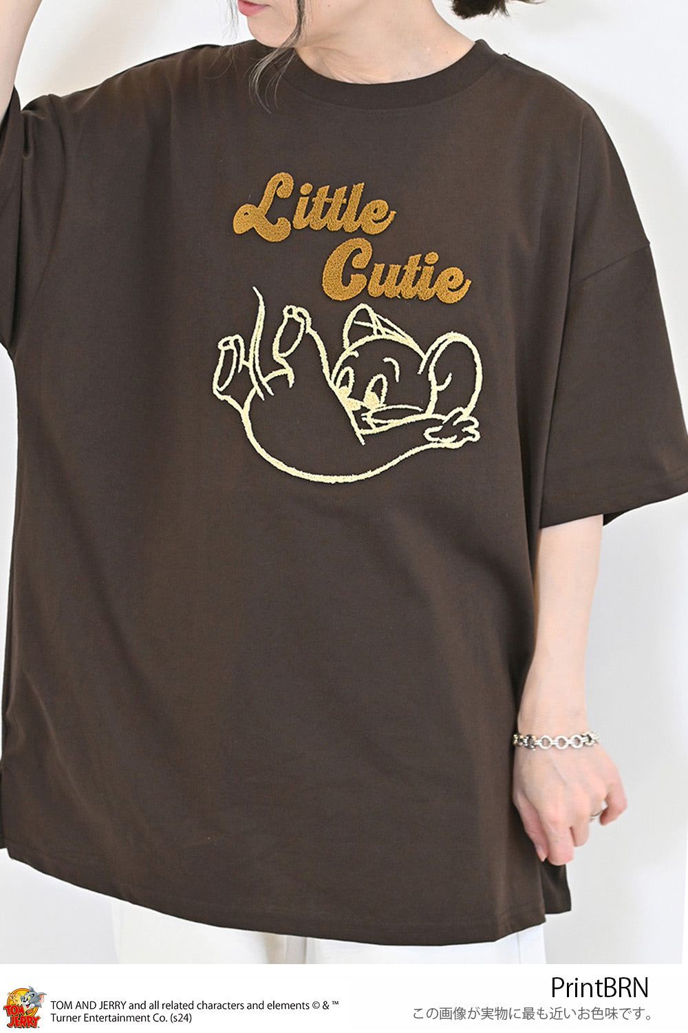 トムとジェリーハブラシ刺繍半袖TEE