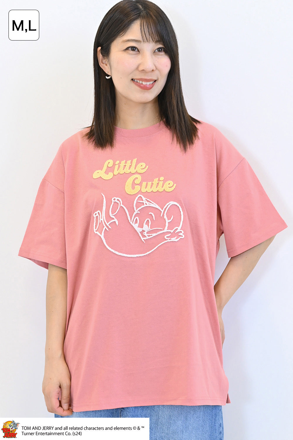 トムとジェリーハブラシ刺繍半袖TEE