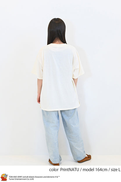 トムとジェリーハブラシ刺繍半袖TEE