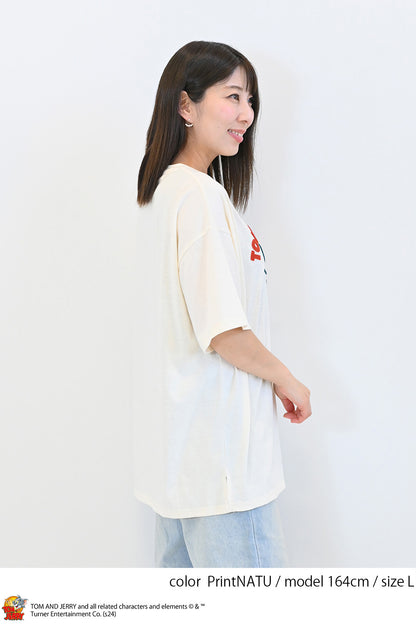 トムとジェリーハブラシ刺繍半袖TEE