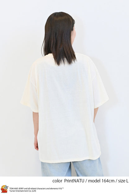 トムとジェリーハブラシ刺繍半袖TEE