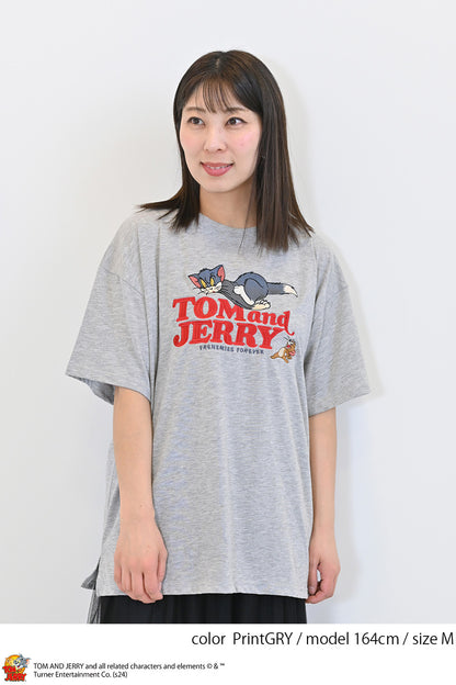 トムとジェリー総刺繍半袖TEE
