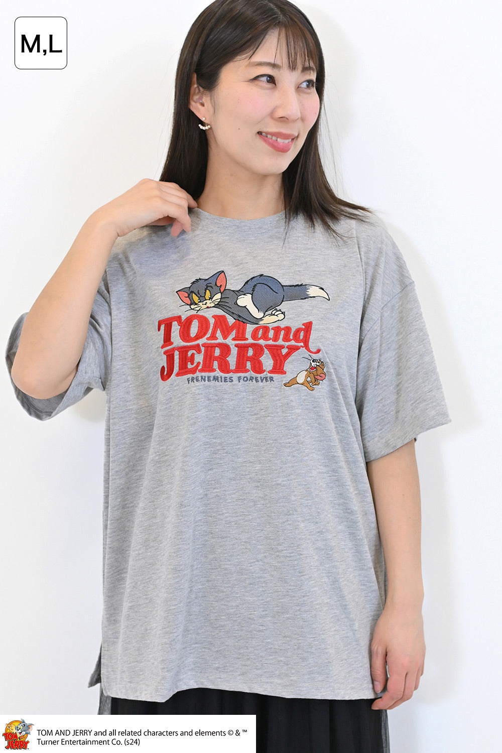 トムとジェリー総刺繍半袖TEE