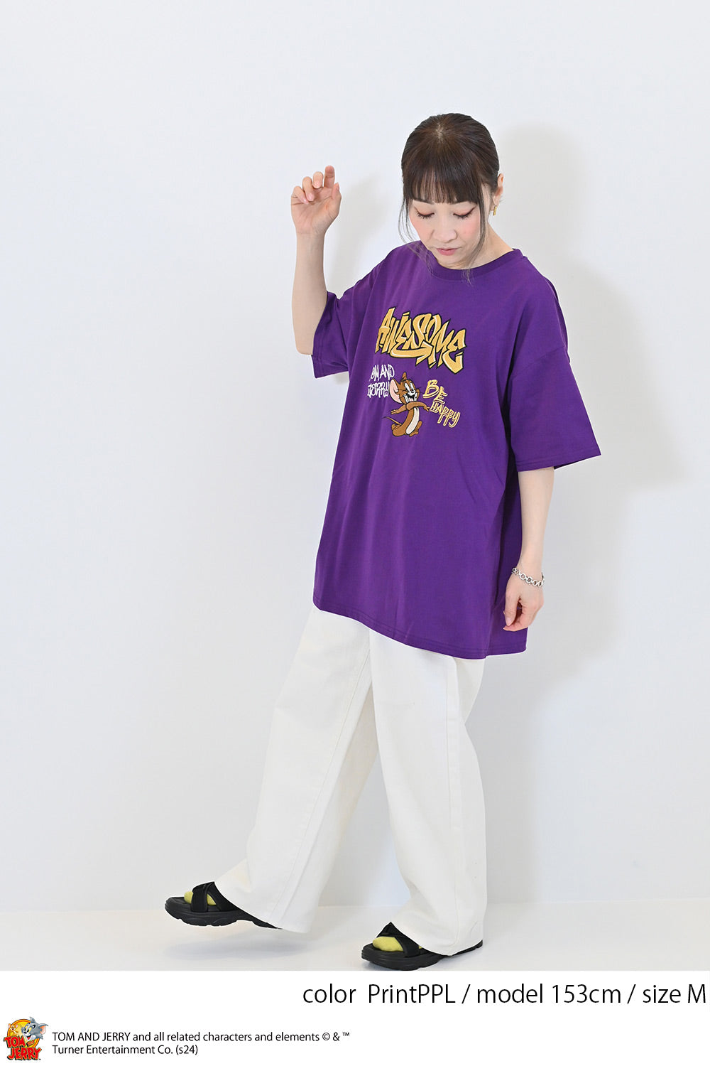 トムとジェリー総刺繍半袖TEE