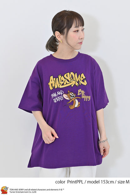 トムとジェリー総刺繍半袖TEE
