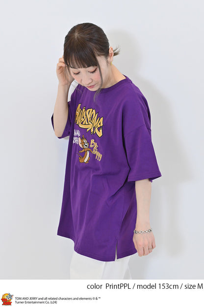 トムとジェリー総刺繍半袖TEE