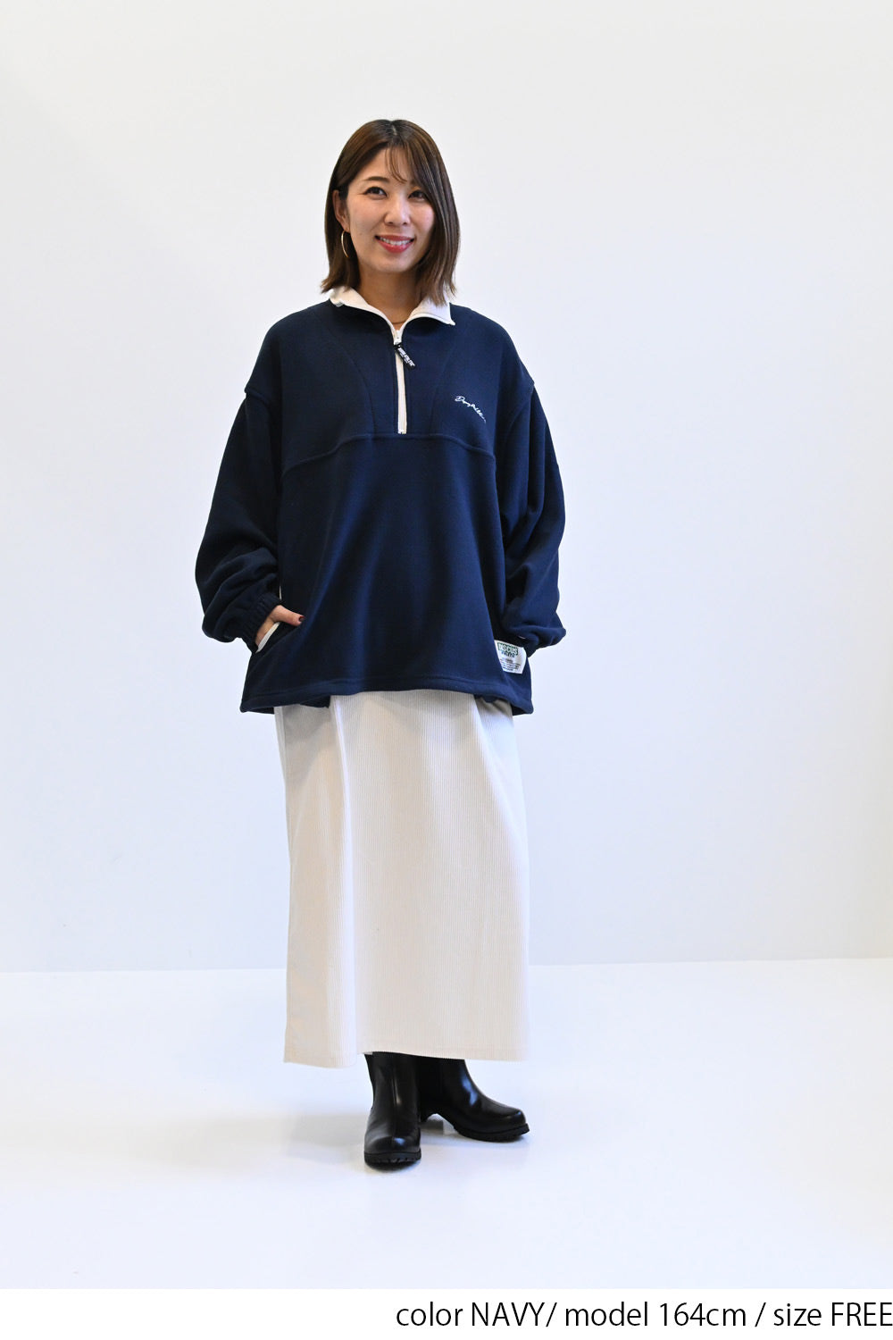 ≪SALE≫【DISCUS】Fleece Piping Color Block Half Zip Pullover