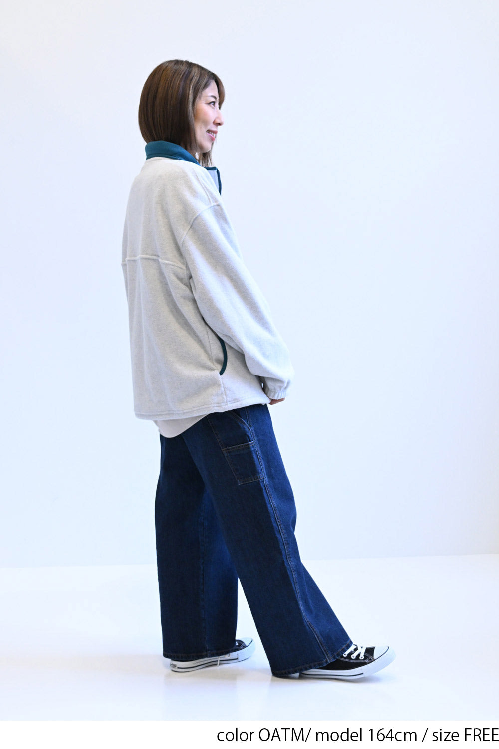 ≪SALE≫【DISCUS】Fleece Piping Color Block Half Zip Pullover