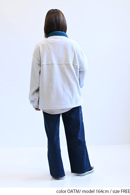 ≪SALE≫【DISCUS】Fleece Piping Color Block Half Zip Pullover