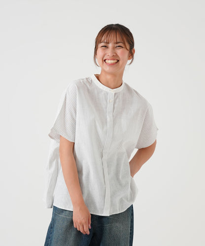 Cotton-linen short-sleeve shirt
