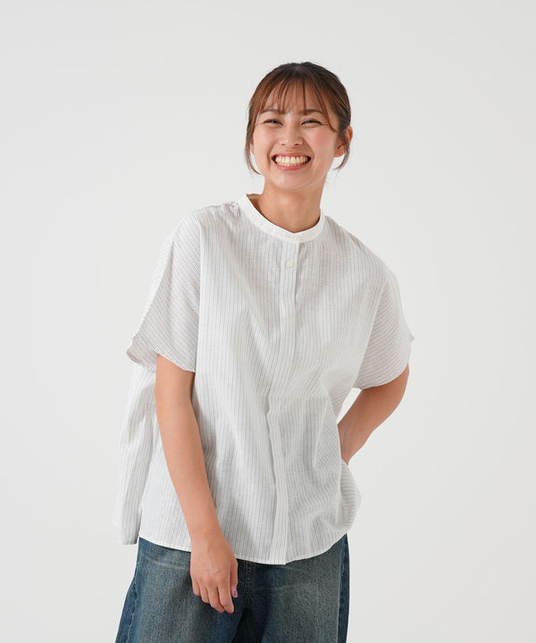 Cotton-linen short-sleeve shirt