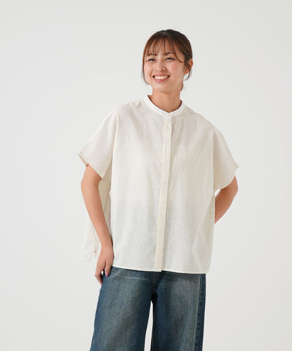 Cotton-linen short-sleeve shirt