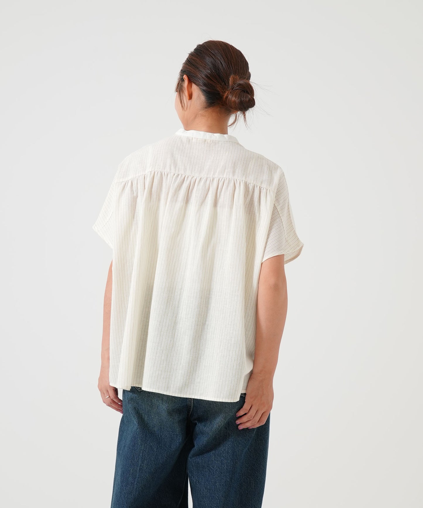 Cotton-linen short-sleeve shirt
