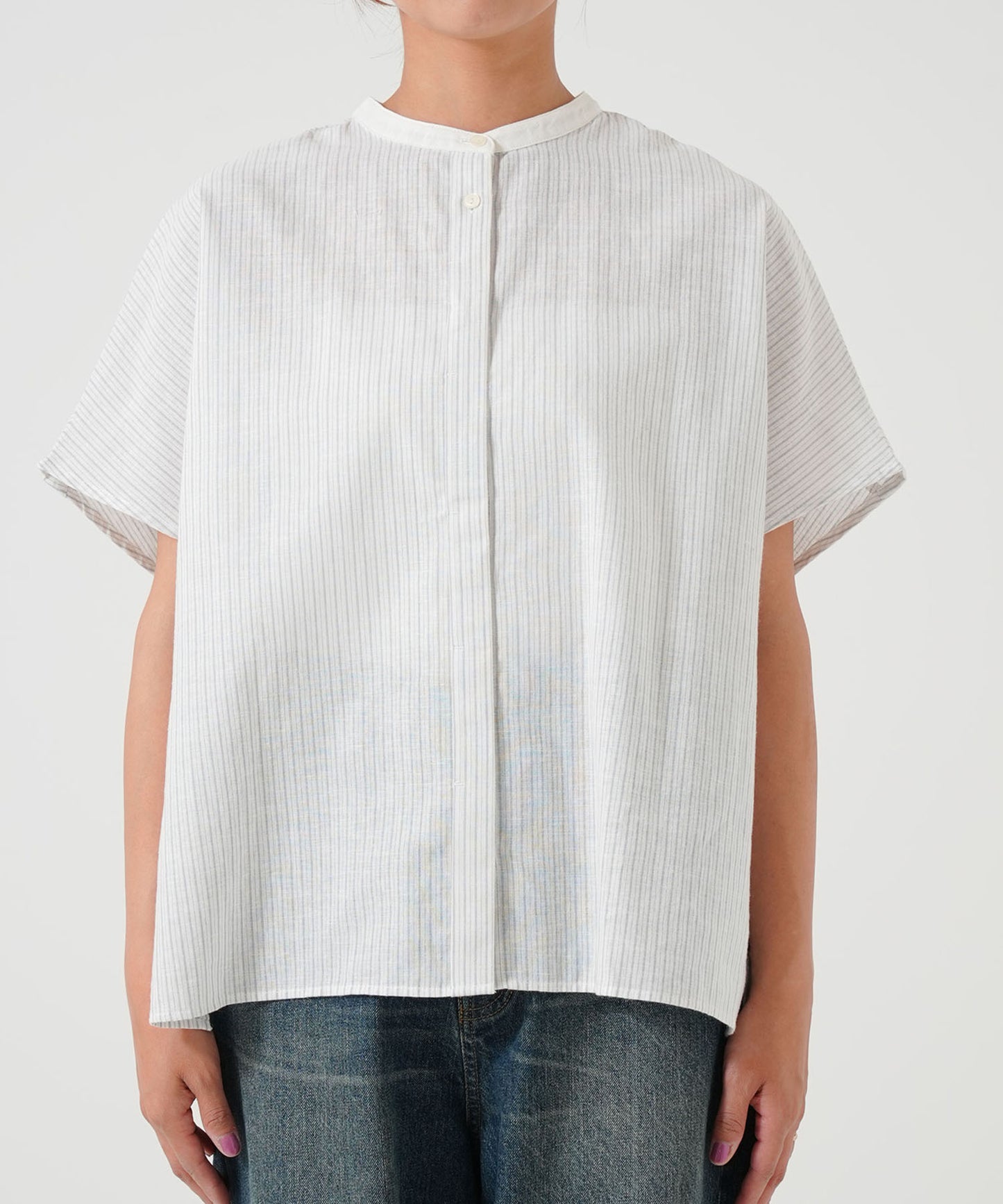 Cotton-linen short-sleeve shirt
