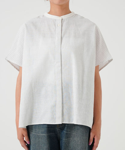 Cotton-linen short-sleeve shirt