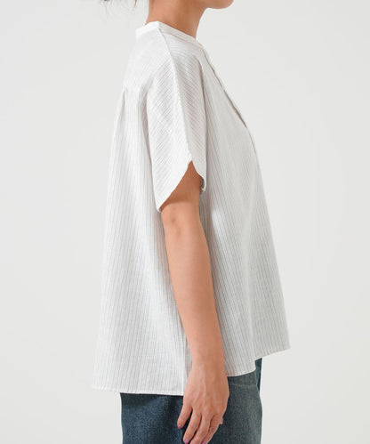 Cotton-linen short-sleeve shirt