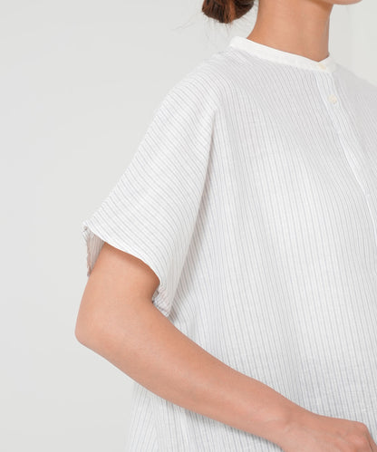 Cotton-linen short-sleeve shirt